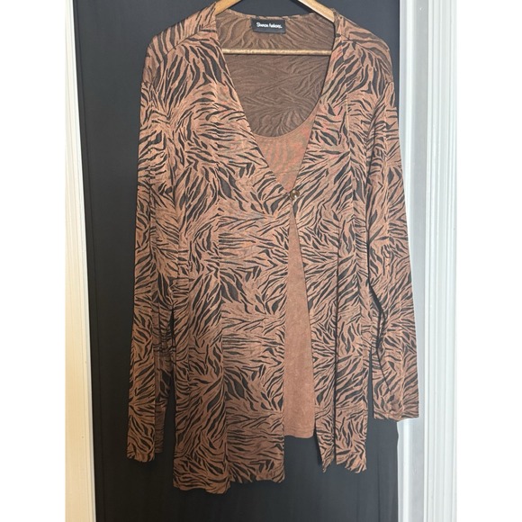 Sharon Anthony Animal Print‎ Blouse Stretch Longsleeve Acetate Blend 2x Mob Wife - Picture 5 of 7